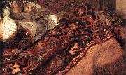 VERMEER VAN DELFT, Jan A Woman Asleep at Table (detail) aer oil painting on canvas